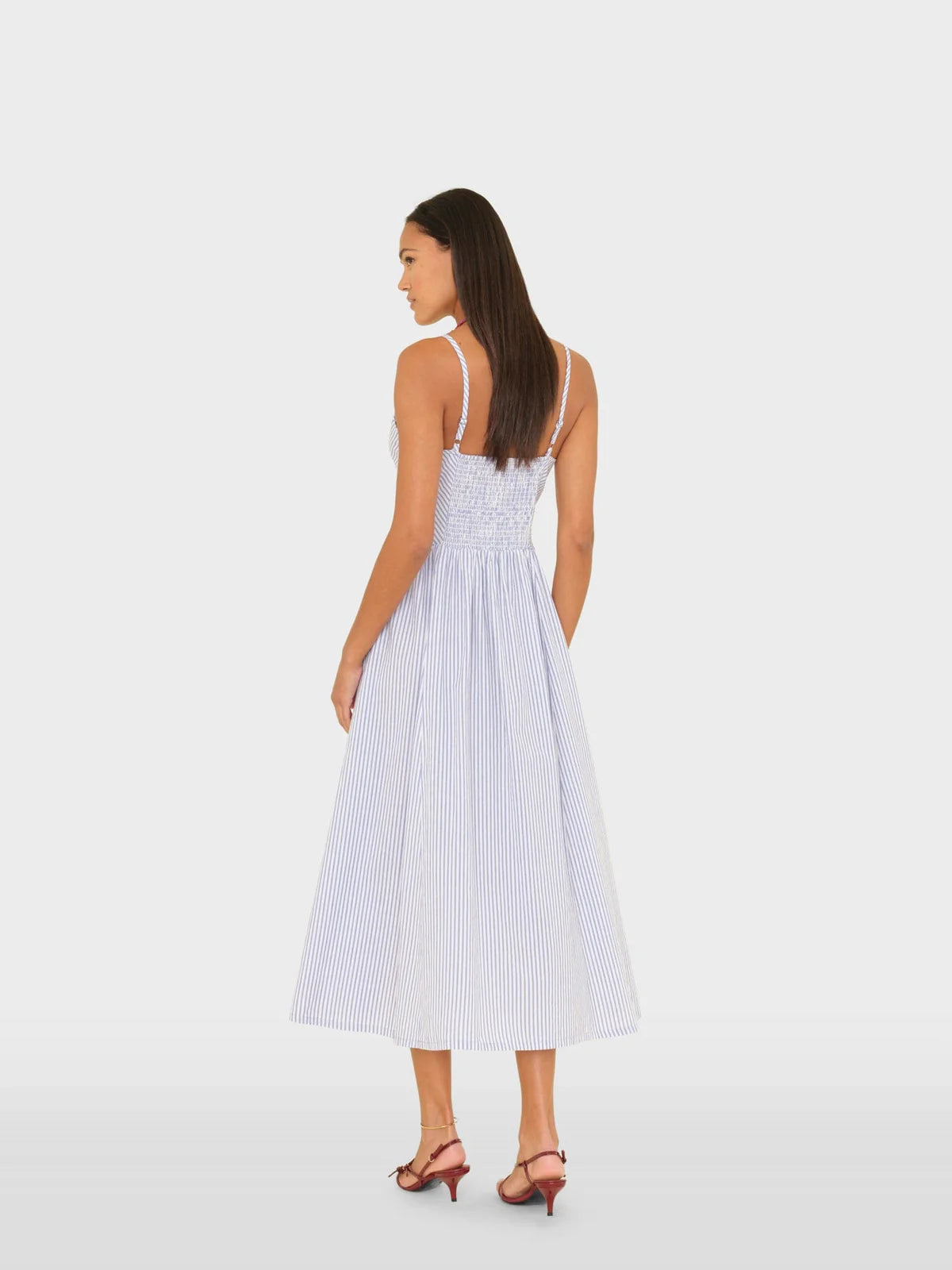 Stripe blue Aggie Bardot dress