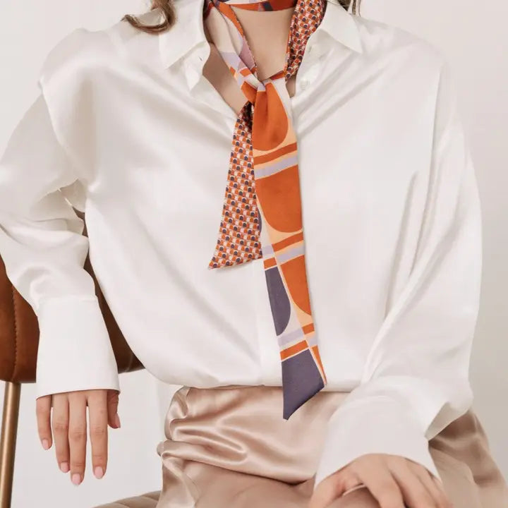 Modular silk skinny scarf