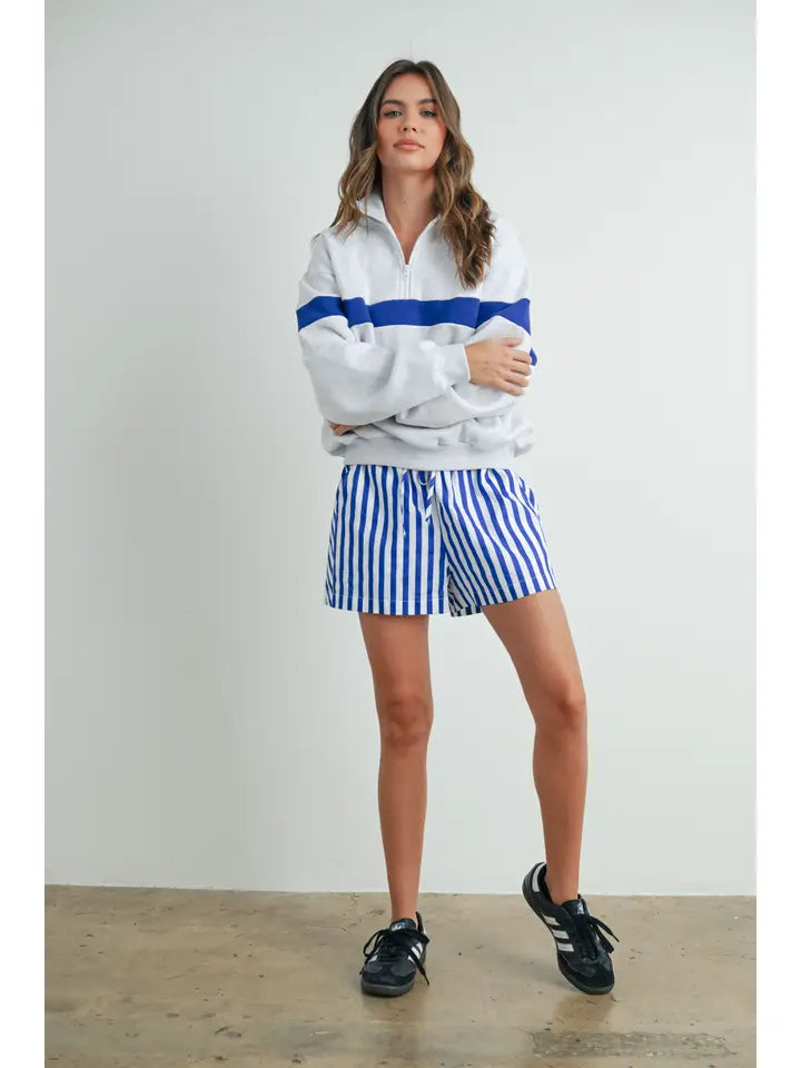 stripe half zip - blue