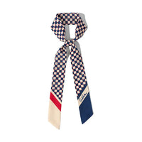 checkerboard silk skinny scarf