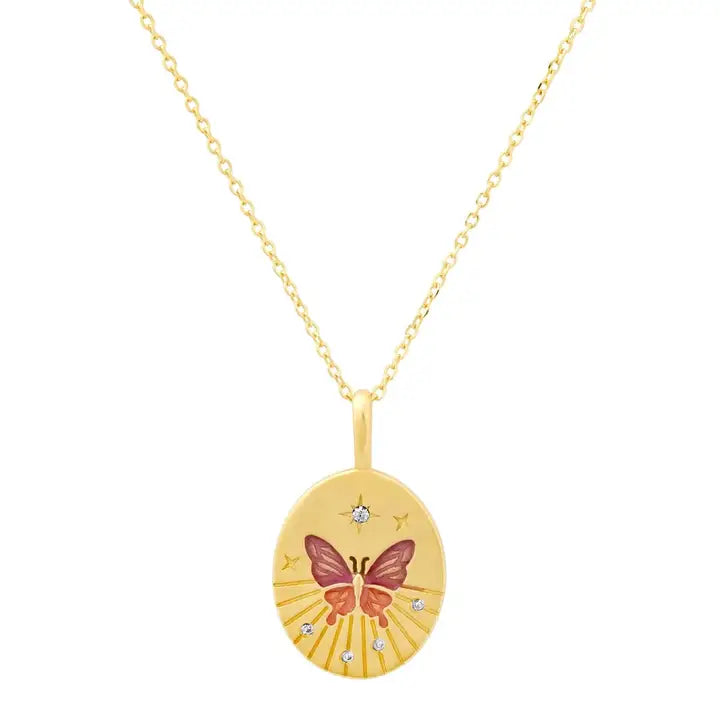 Butterfly coin necklace