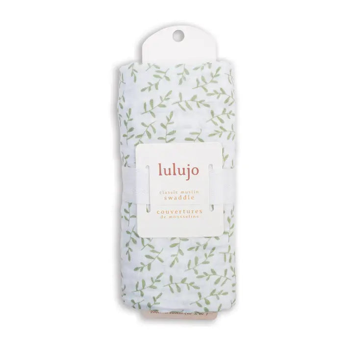 Muslin cotton swaddle -greenery