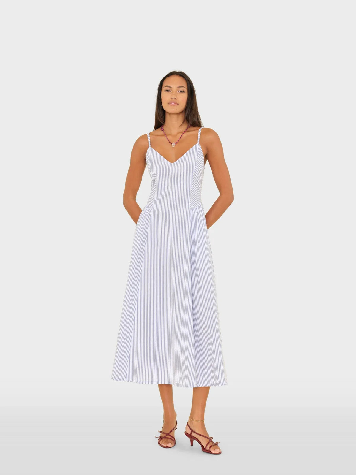 Stripe blue Aggie Bardot dress