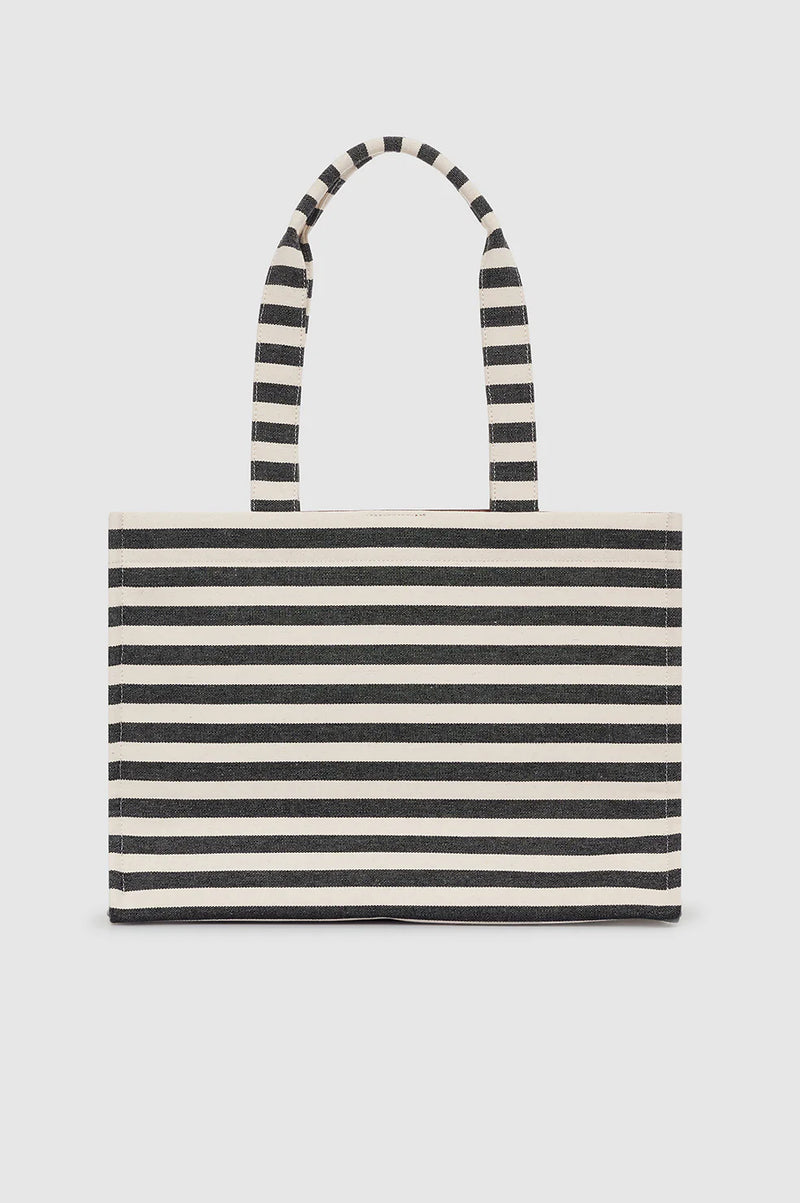 Lara tote - Black & Natural stripe