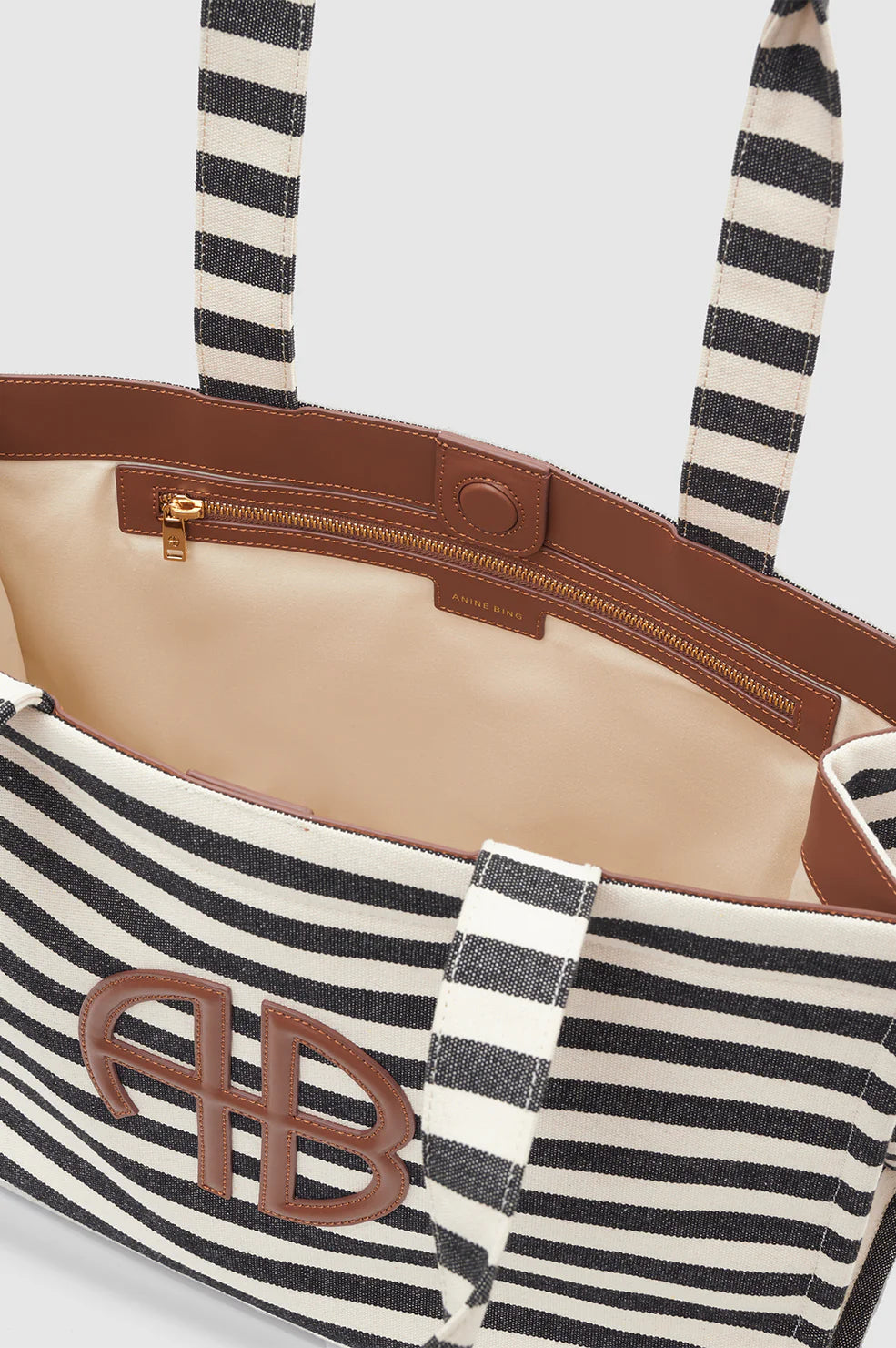 Lara tote - Black & Natural stripe