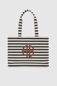 Lara tote - Black & Natural stripe