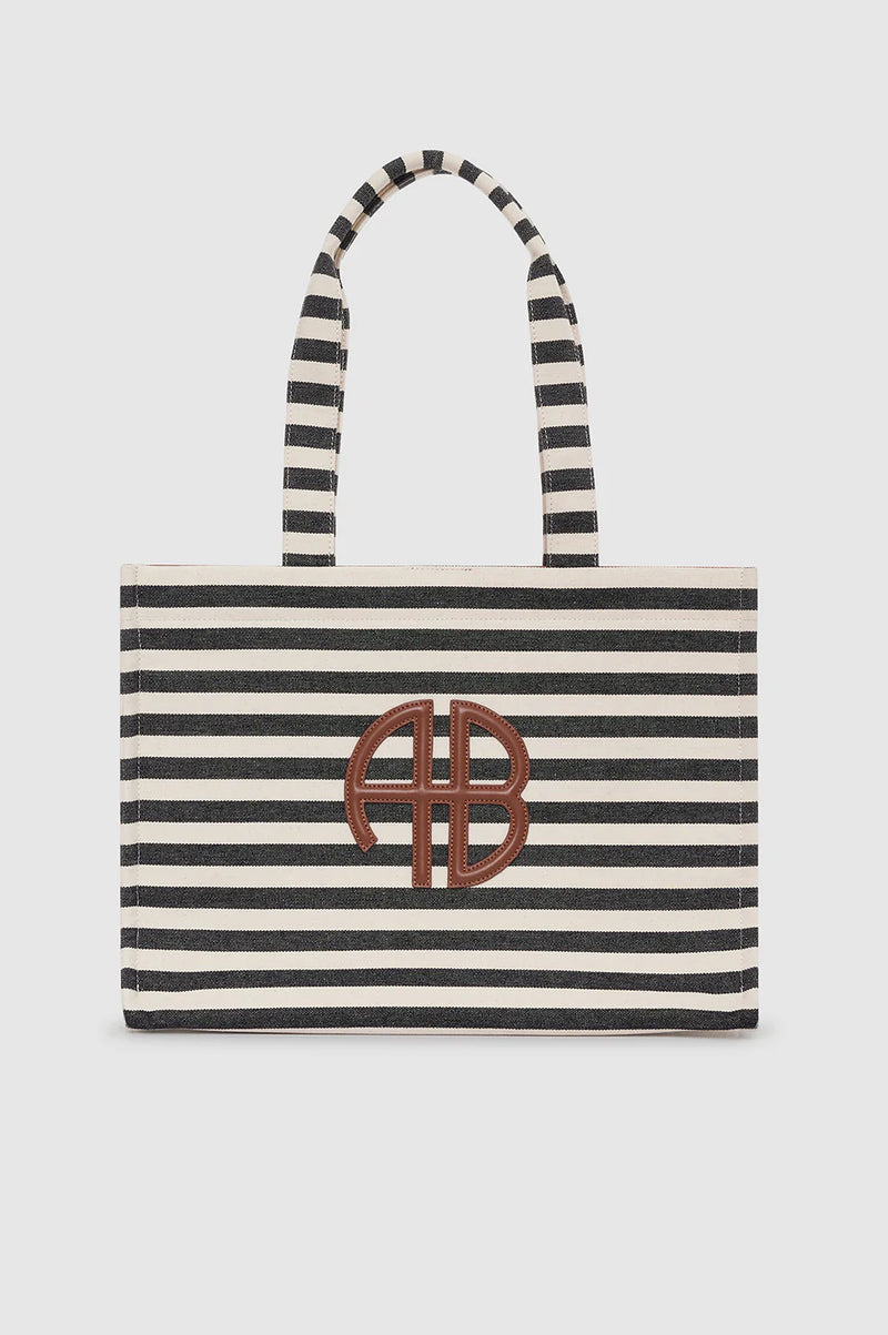 Lara tote - Black & Natural stripe