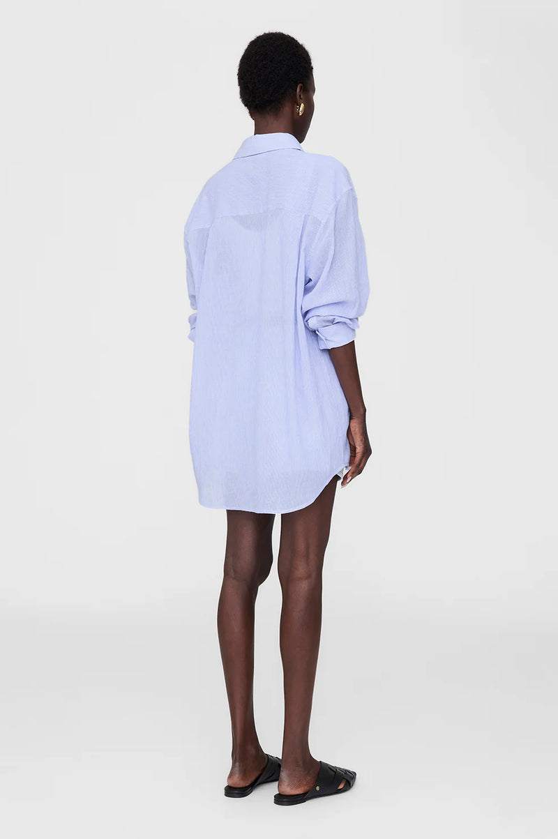 Plaza shirt - blue & white mini stripe