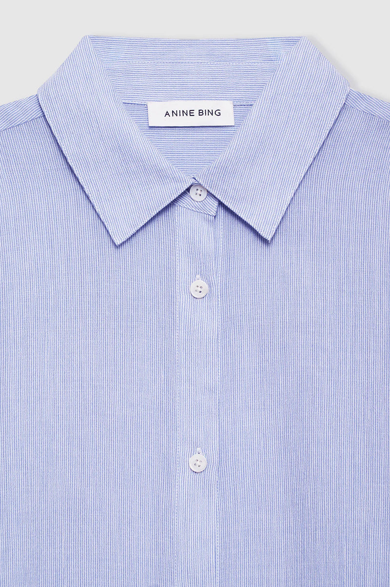Plaza shirt - blue & white mini stripe
