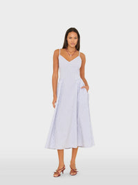 Stripe blue Aggie Bardot dress