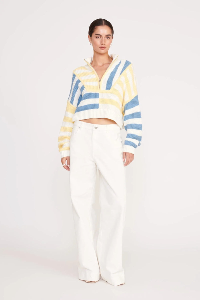 Crop Hampton sweater - Buttercup Seashore Stripe