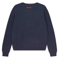 cashmere 'naughty' crew- navy