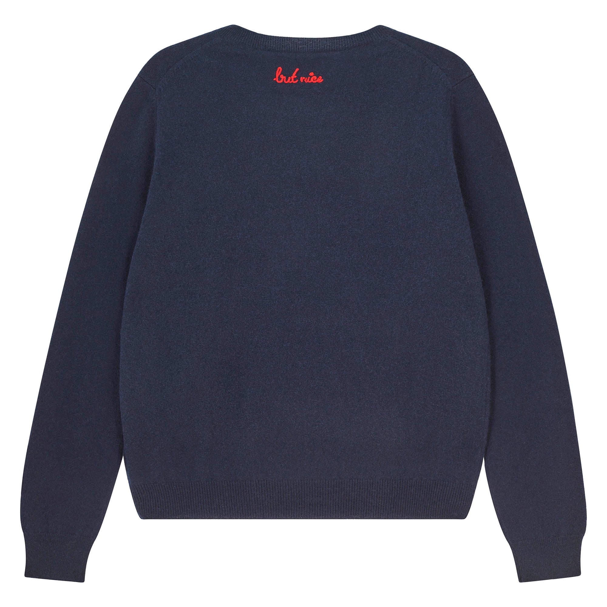 cashmere 'naughty' crew- navy