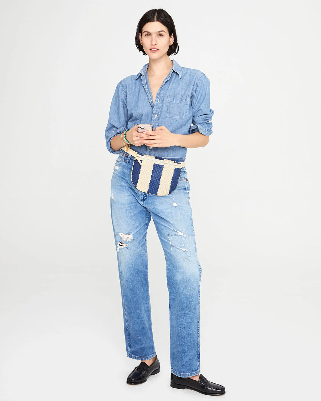Classic Fanny Pack - Indigo & Cream