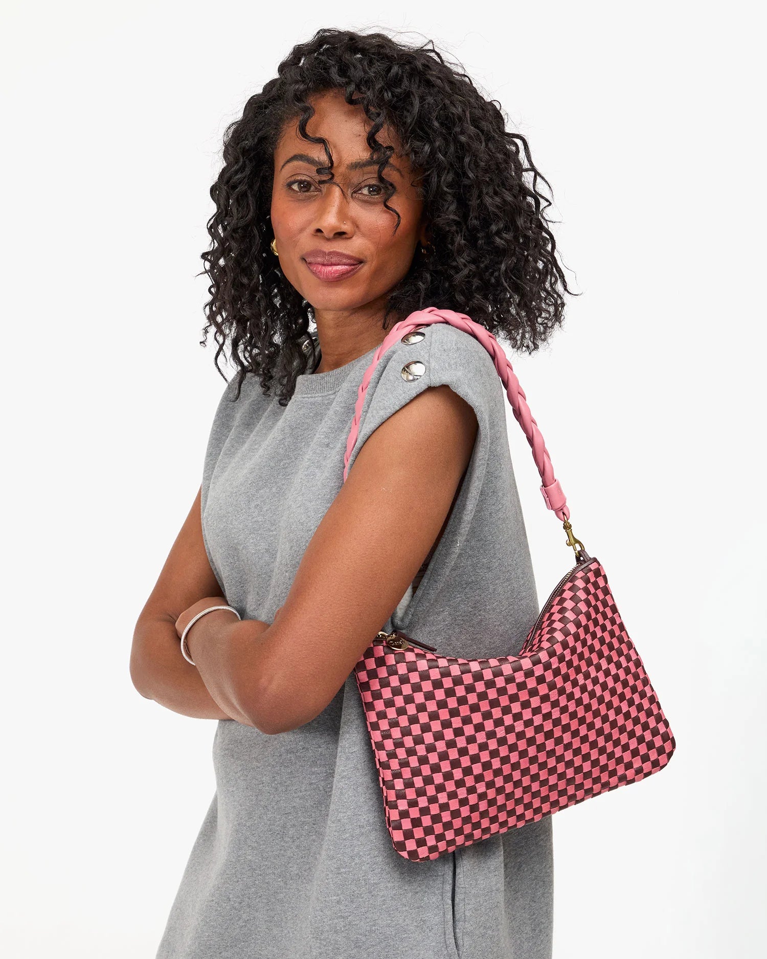 Woven leather flat clutch