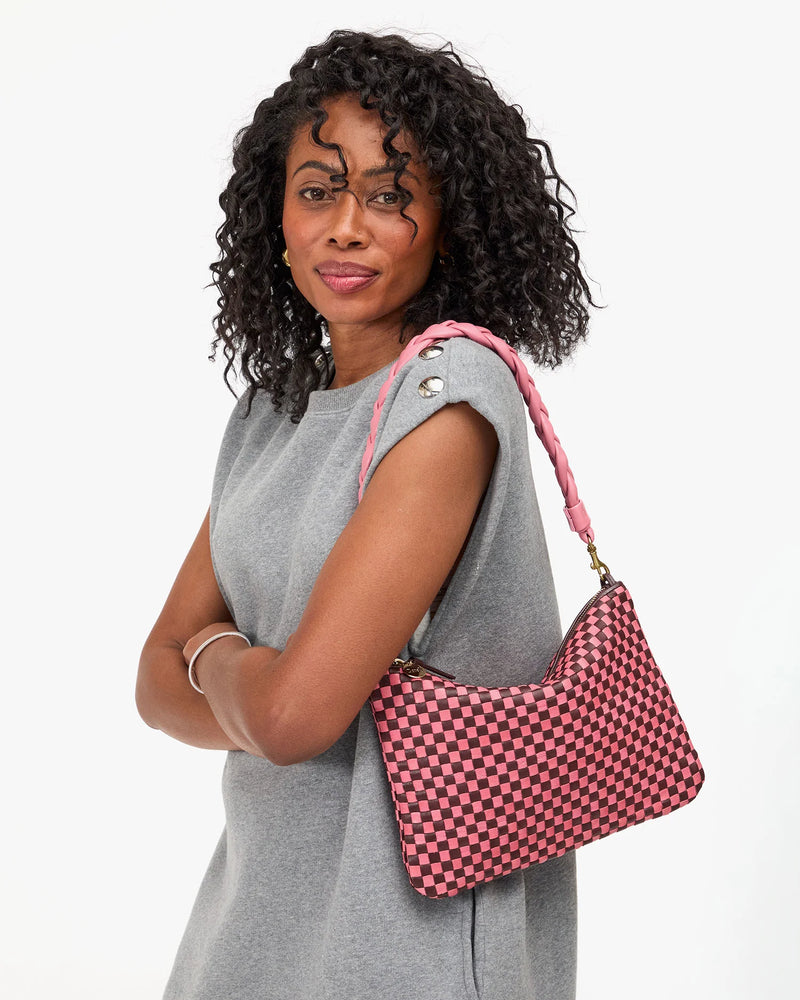 Woven leather flat clutch