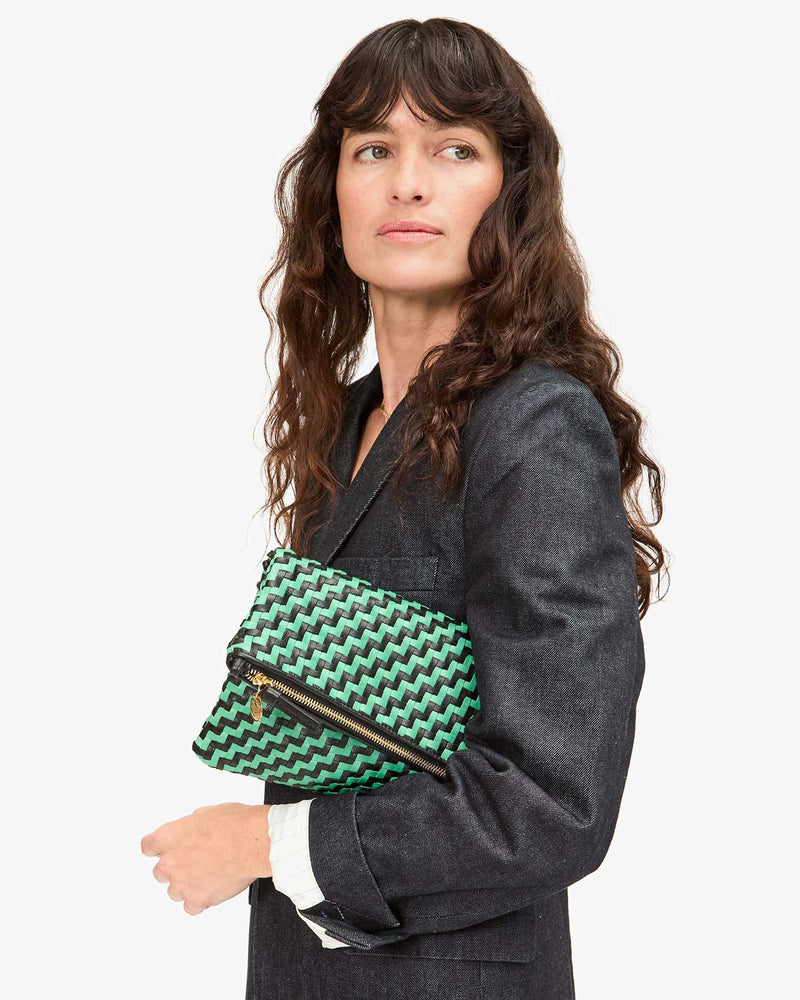 Foldover clutch - Mint opal & black