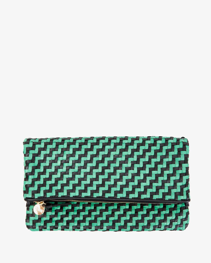 Foldover clutch - Mint opal & black