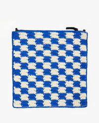 Foldover clutch - cobalt & cream