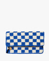 Foldover clutch - cobalt & cream