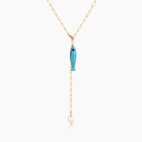 Fortuna howlite lariat necklace