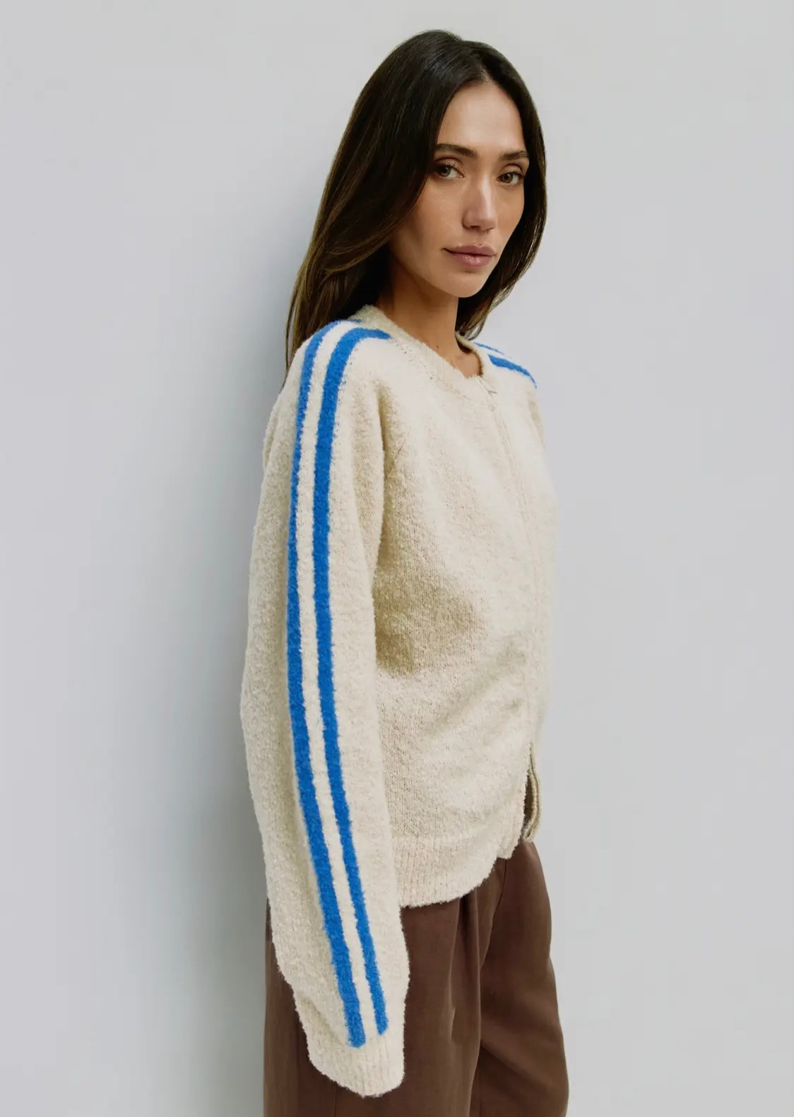 The Reba zip up- cream & blue