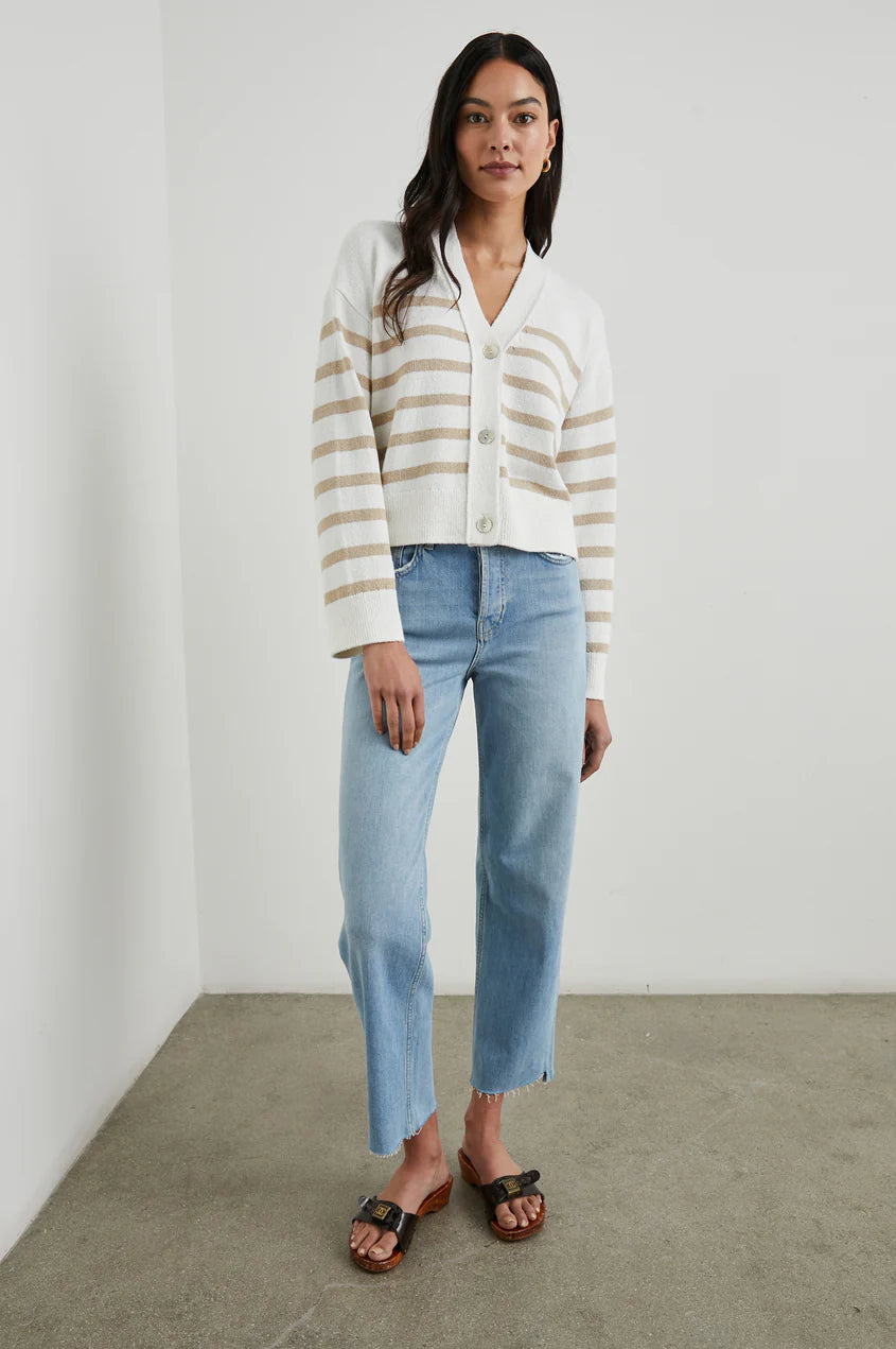 Geneva Cardigan - Sand Stripe