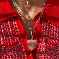 Malene Pink Opal clip necklace