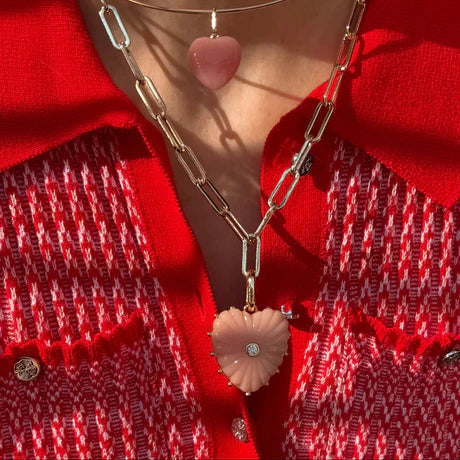 Malene Pink Opal clip necklace