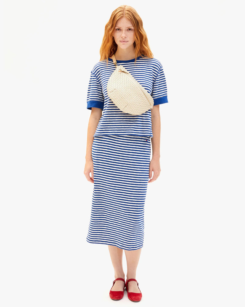 Grande leather fanny - woven cream checker