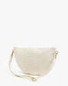 Grande leather fanny - woven cream checker