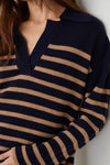 Harris sweater - camel & navy stripe