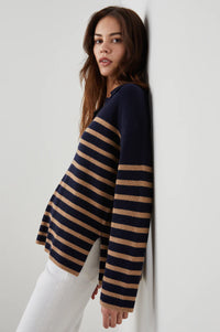 Harris sweater - camel & navy stripe