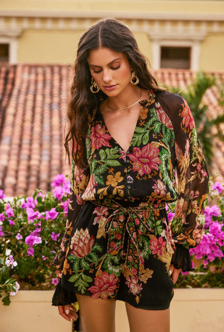 Pahi romper - black floral