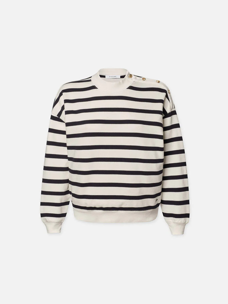 Button detail sweatshirt - Navy Multi