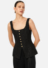 Rosita sequin tweed top - black