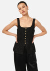 Rosita sequin tweed top - black