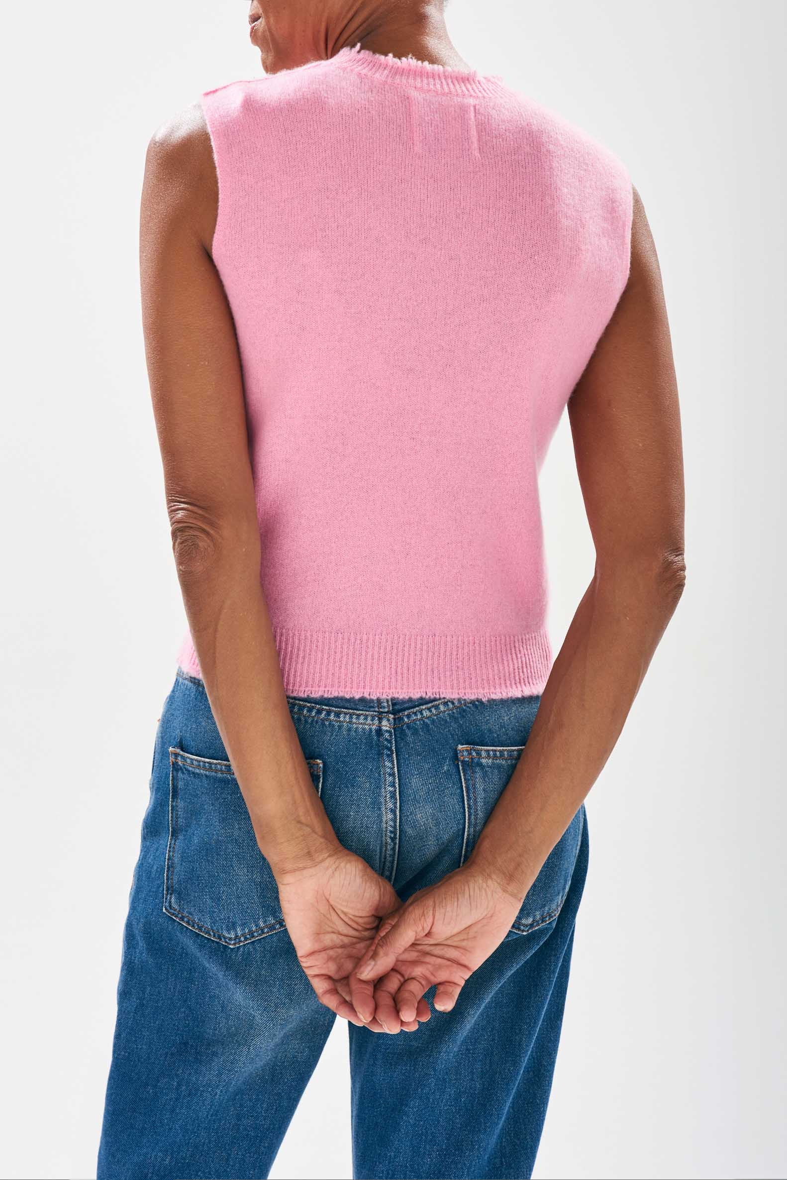 Cashmere distressed tank - candy