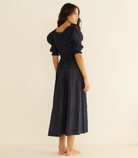 Ischia dress - navy flock dot