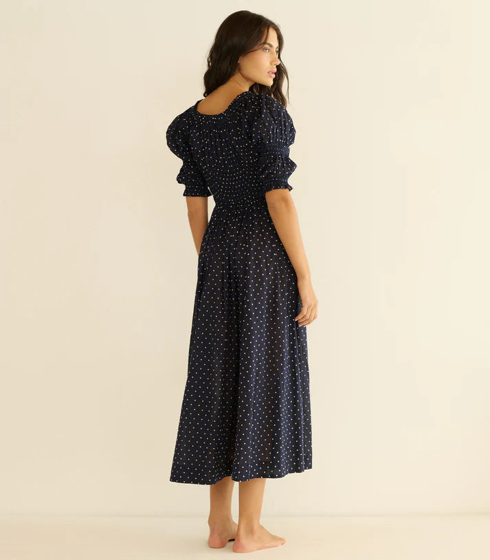 Ischia dress - navy flock dot