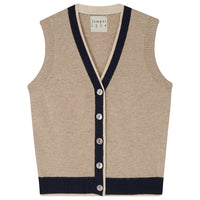 Cashmere double rib sleeveless cardigan