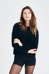 Brushed cashmere crew - Black