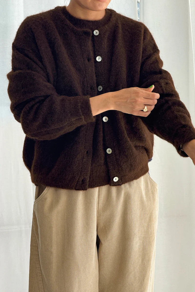 Leila Mohair cardi - cocoa bean