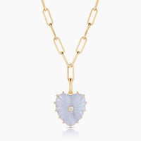 Malene blue lace heart clip necklace