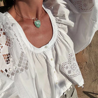 Malene green dot paperclip necklace