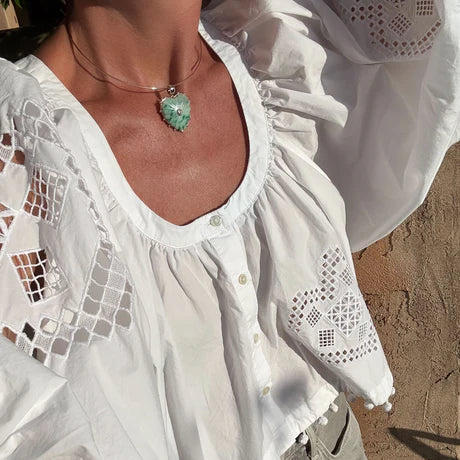 Malene green dot paperclip necklace