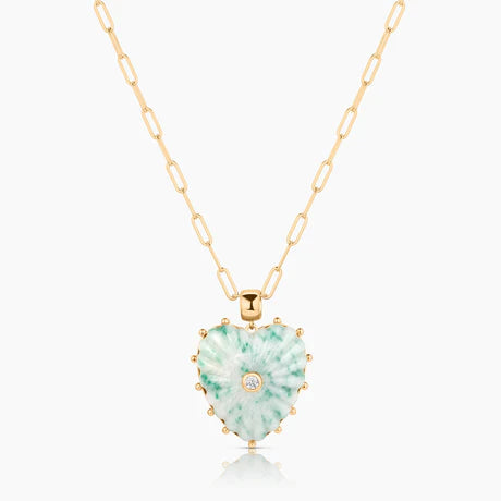 Malene green dot paperclip necklace
