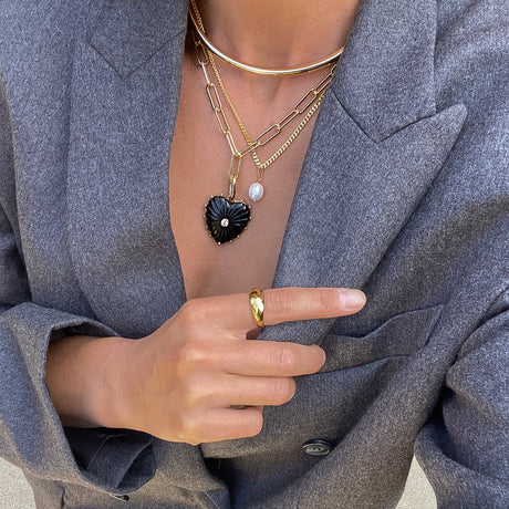 Malene Onyx clip necklace