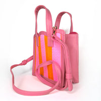 Nina pink straw & leather tote