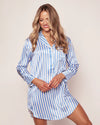 Silk nightshirt - azure stripe